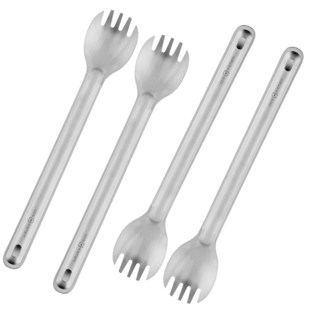 4-PACK Core‎ Element 100% Titanium Long Handle Spork Ultralight Backpacking